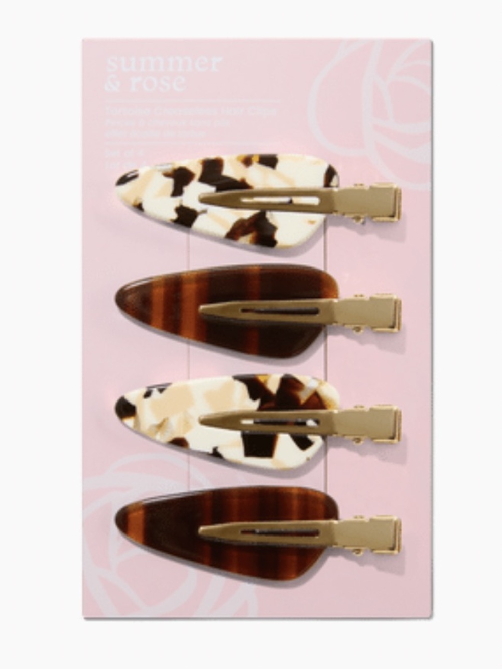 Summer & Rose Creaseless Hair Clips in
Tortoise